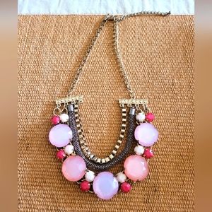 Pink/Peach, Gold, and Rose Gold Tone Statement Necklace